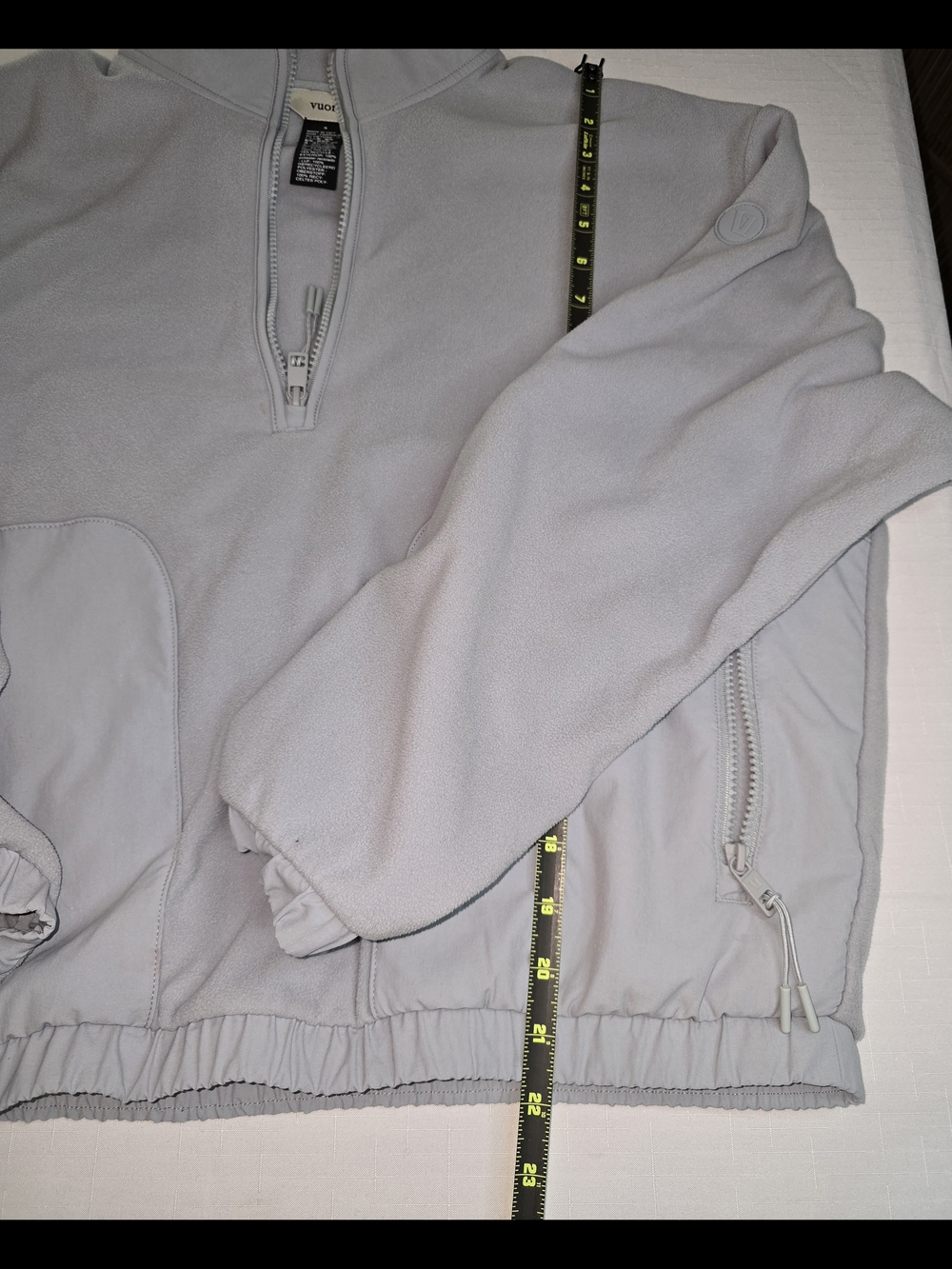 Vuori Light Chalk Gray Blue Quarter-Zip Pullover Hoodie Gorpcore Athleisure - Picture 5 of 9
